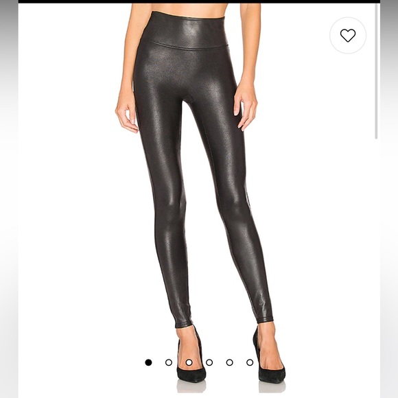 SPANX BLACK FAUX LEATHER HIGH WAISTED FULL LENGTH LEGGING SIZE SMALL - Picture 2 of 10